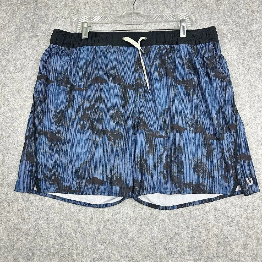 Vuori Trail Shorts Mens XXL Blue Lined Patterned Active Gym Pockets Workout 7